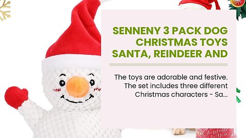 Senneny 3 Pack Dog Christmas Toys Santa, Reindeer and Snowman, Classic Red Green Tartan Plaid S...