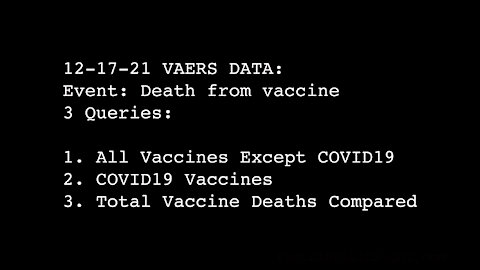 12-17-2021 VAERS DATA Vaccine Deaths Compared