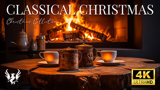 Instrumental Christmas Music with Fire Sounds🎄 Merry Christmas 2023 🎅🏼 Warm Fireplace 🔥 4K