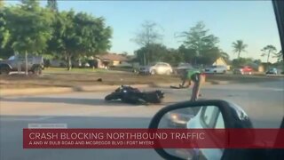 Crash involving motorcycle blocks traffic on NB McGregor