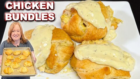 Crescent Roll CHICKEN BUNDLES, An easy Lunch or Dinner Meal Idea