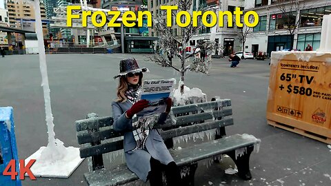 【4K】 Sub-zero spectacle at Yonge-Dundas Square Downtown Toronto Canada 🇨🇦