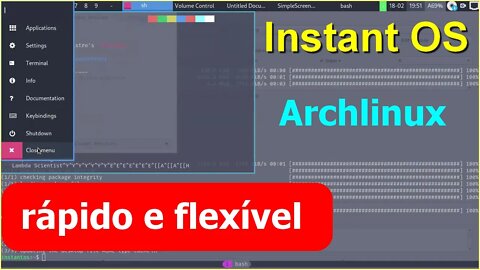 InstantOS baseada em Arch Linux extremamente rápido, flexível e simplesmente funciona.