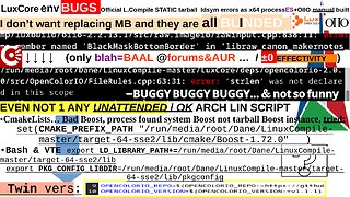 LuxCore env BUGS Official L.Compile STATIC tarball ldsym errors as x64 processES+OIIO manual built