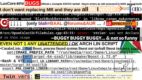 LuxCore env BUGS Official L.Compile STATIC tarball ldsym errors as x64 processES+OIIO manual built