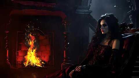 Dark Academia Ambience with Vampire Music and a Crackling Fireplace | Vampire Lady at Rest