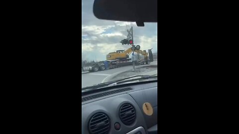 Train run truck over don’t ever stop on railroad