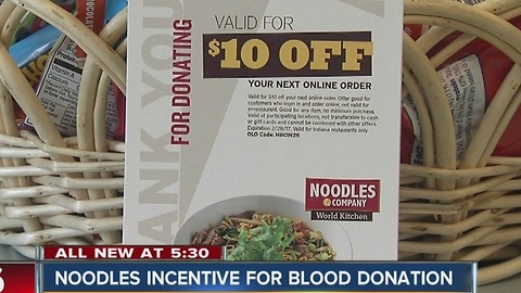 Noodles offers incentive to donate blood