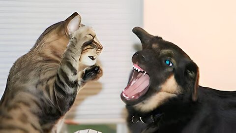 Cat vs dog fight | funny animal fight video