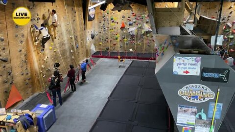 Emily and Mercedes try indoor rock climbing at Niagara Climbing Center - Part 3