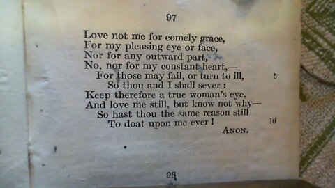 Love not me for comely grace - Anon