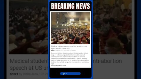 Breaking News: Medical students walk out amid anti-abortion speech at US university #shorts #news