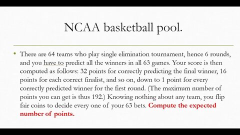 Probability interview NCAA basketball pool