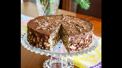 Delicious chocolate cake with biscuit