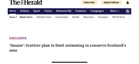 Scotland wants to restrict swimming in the sea! Full blown banking crisis predicted?