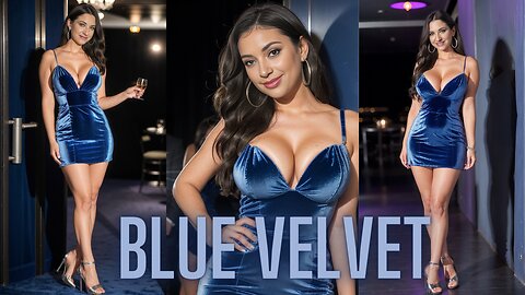 Seductive Sophistication: Amanda's Stunning Blue Velvet Dress