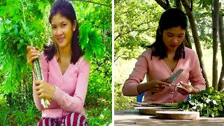 Countrywoman Gathers Wild Plants To Cook For Her Meal!