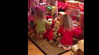 Surprise Christmas puppies shock little girls