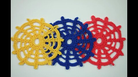 How to crochet web coaster doily free written pattern in description