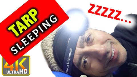 What is Falling Asleep Winter Camping Tarp NO TENT Like? (4k UHD)