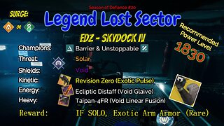 Destiny 2 Legend Lost Sector: EDZ - Skydock IV on my Solar Hunter 5-9-23
