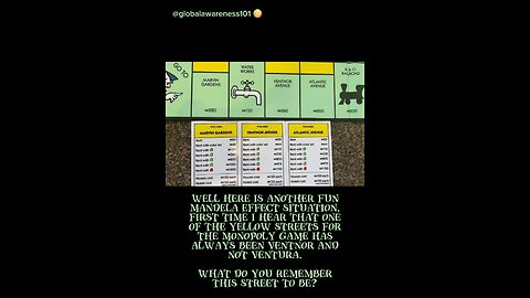 Another Mandela Effect. This One Is Monopoly Game Ventnor or Ventura.