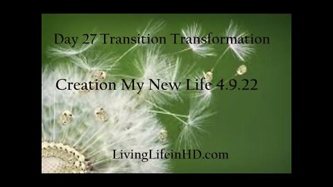 Day 27 Transition Transformation Creation My New Life 4.9.22