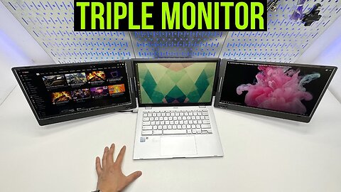 KYY Triple Laptop Screen Extender, 14" 1080P FHD IPS Dual Portable Monitor for Laptop