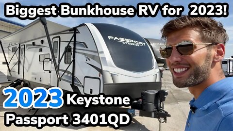 BIGGEST Bunkhouse Travel Trailer RV for 2023! 2023 Keystone Passport 3401QD