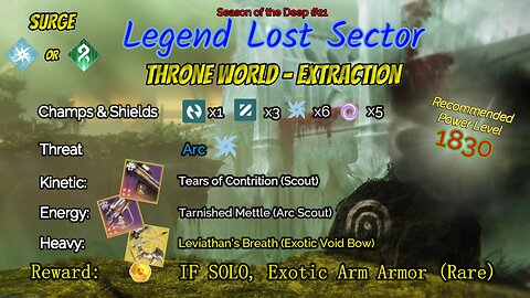 Destiny 2 Legend Lost Sector: Throne World - Extraction on my Void Warlock 8-13-23