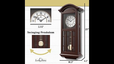 Pendulum Wall Clock Battery Operated - Hanging Grandfather Wall Clock