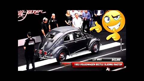 Check it! 1953 Classic VW Beetle Oval Ragtop Crosses Barrett Jackson