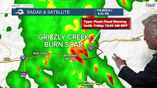 'Flash flood emergency' in and around Grizzly Creek burn scar area