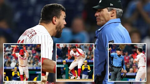 Phillies' Kyle Schwarber LOSES HIS MIND On Umpire Angel Hernandez After Another Blown Strikeout Call