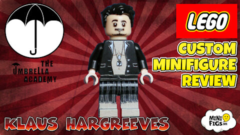 CUSTOM LEGO MINIFIGURE REVIEW KLAUS HARGREEVES - Quirky Umbrella Academy based minifigure