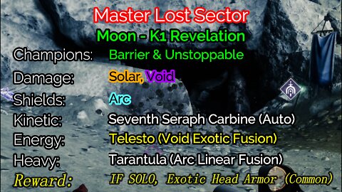 Destiny 2 Master Lost Sector: The Moon - K1 Revelation 2-2-22