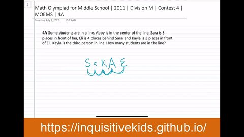 Math Olympiad for Middle School | 2011 | Division M | Contest 4 | MOEMS | 4A