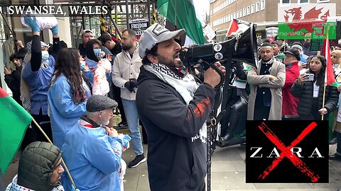 Pro-PS Protesters vs Zara Swansea. March for Palestine