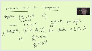 NP reduction from subset sum to Knapsack