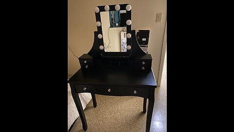 MUPATER Makeup Desk Vanity Set with Mirror Light and Bench Stool for Girls and Women, Dressing...