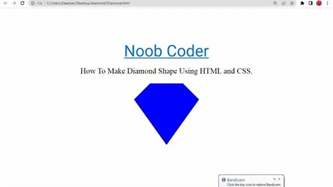 How To Make Diamond Shape Using HTML and CSS.|| Beginner Tutorial || HTML and CSS #htmltutorial #css