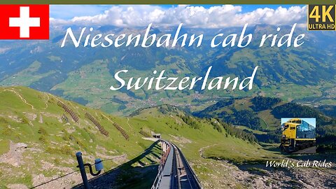 ★ 4K 🇨🇭 Niesenbahn cab ride, up to 68% incline, Switzerland