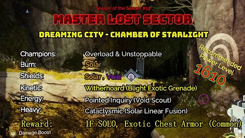 Destiny 2 Master Lost Sector: Dreaming City - Chamber of Starlight on my Titan Solo-Flawless 2-19-23