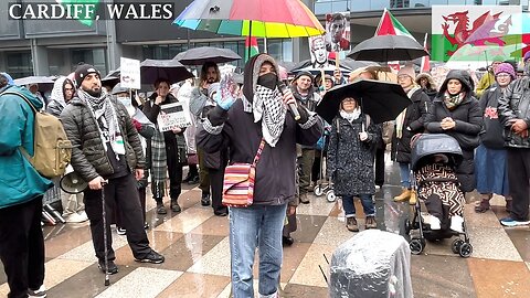 Speech Pro-Palestinian Protesters Cardiff Central Train Station