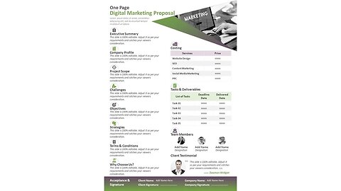 One Page Digital Marketing Proposal PowerPoint Template