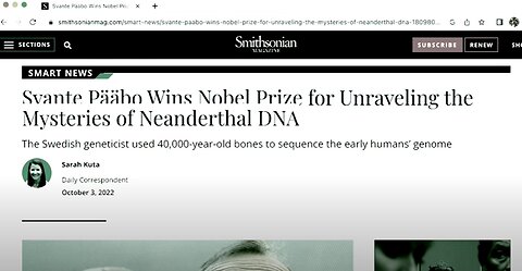 Nobel Prize Tells "Humans" They Are Part Neanderthal