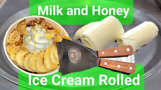 Milk and Honey With Frosted Flakes Ice Creams Rolled @Let's Make Ice Creams