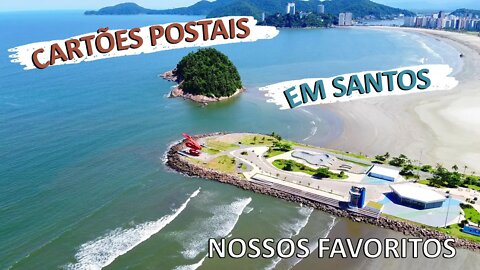 Despedida com vários cartões postais de Santos