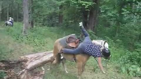 Girl falls off horse in epic wipe out