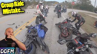 Rider SLAMS Into Motorcycle Group!